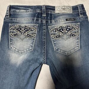 Miss Me Low Waisted Embellished Bootcut Jeans size 27